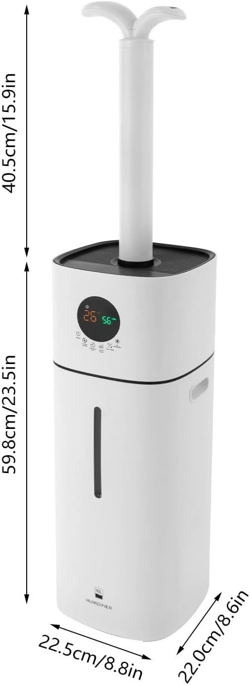 16L Obere Füllung Luftbefeuchter 56W Geräuscharm Raumbefeuchter mit LED-Anzeige und Zeitmesser 600ml