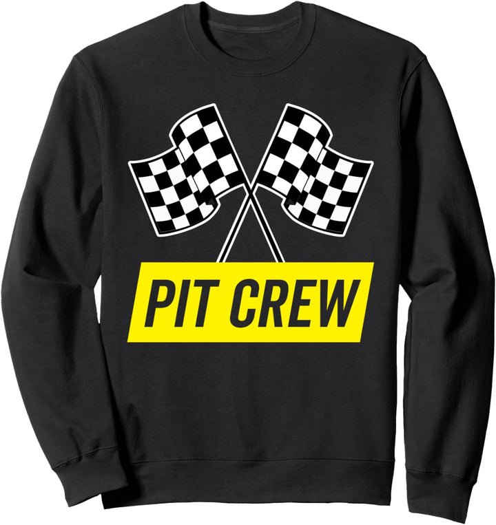 Gelbes Kursiv-Pit-Crew für Rennparty-Kostüm, dunkel Sweatshirt