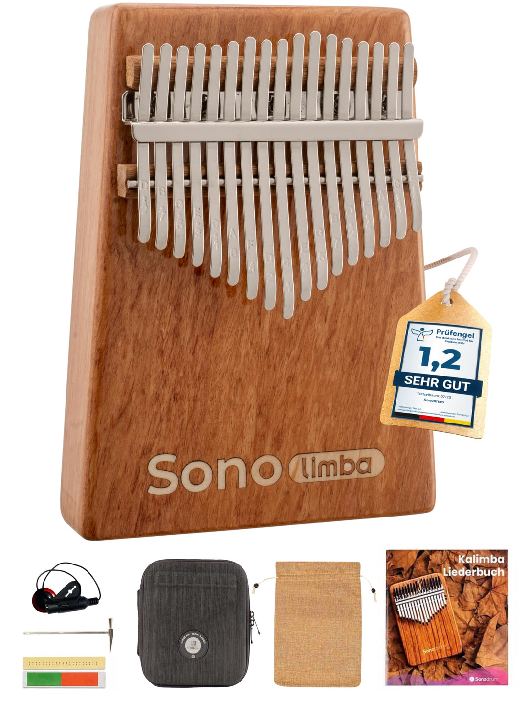 Sonolimba "Kalimba mit 17 Tasten" - Daumenklavier aus hochwertigem Akazienholz - Finger Thumb inkl.