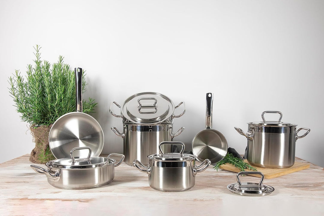 Set 7 pieces Pasta Mania, made by: Pasta pot, Skimmer and Stainless steel Lid, Wok in Stainless Stee
