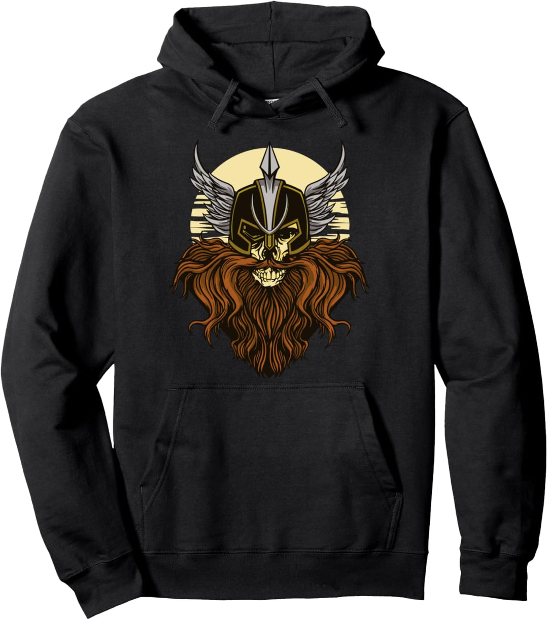 Viking Skull Helm Beard Rough Tough Pullover Hoodie