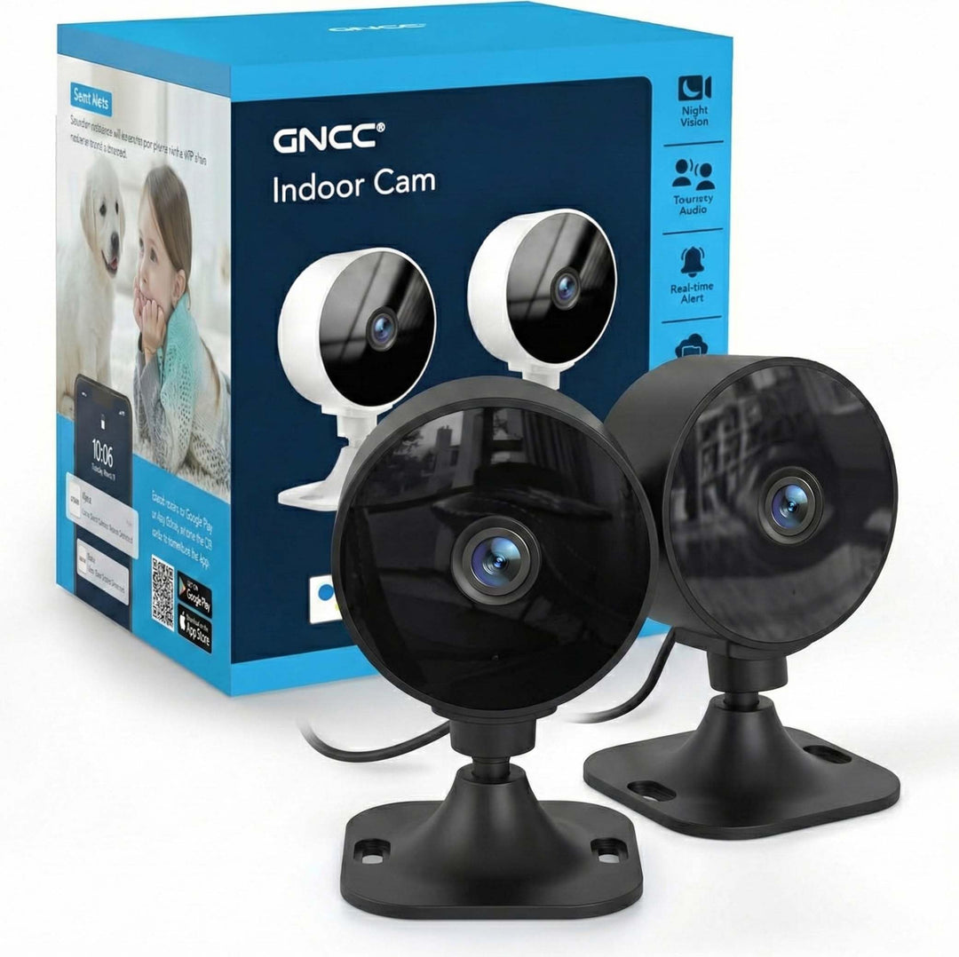 GNCC 2-Pack überwachungskamera Innen mit Nachtsicht, 1080P HD WLAN Indoor Kamera, Zwei-Wege-Audio, P