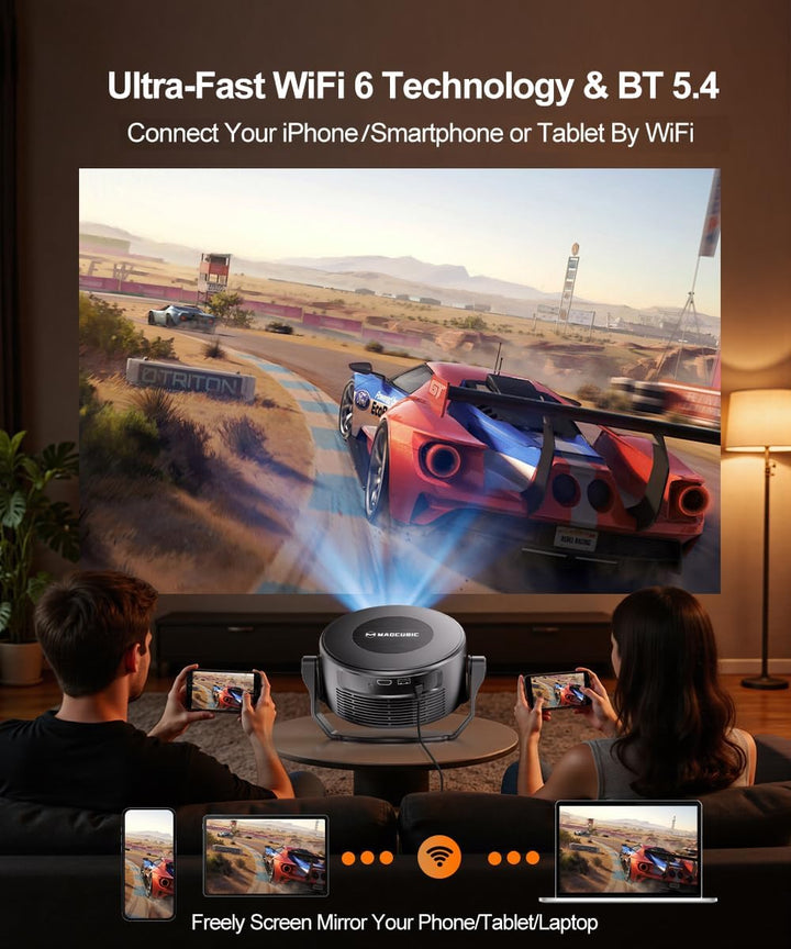Magcubic Mini Beamer 4K, 360°+35° Foldable Split Projector, 260 ANSI Wi-Fi 6 und Bluetooth 5.4, Auto