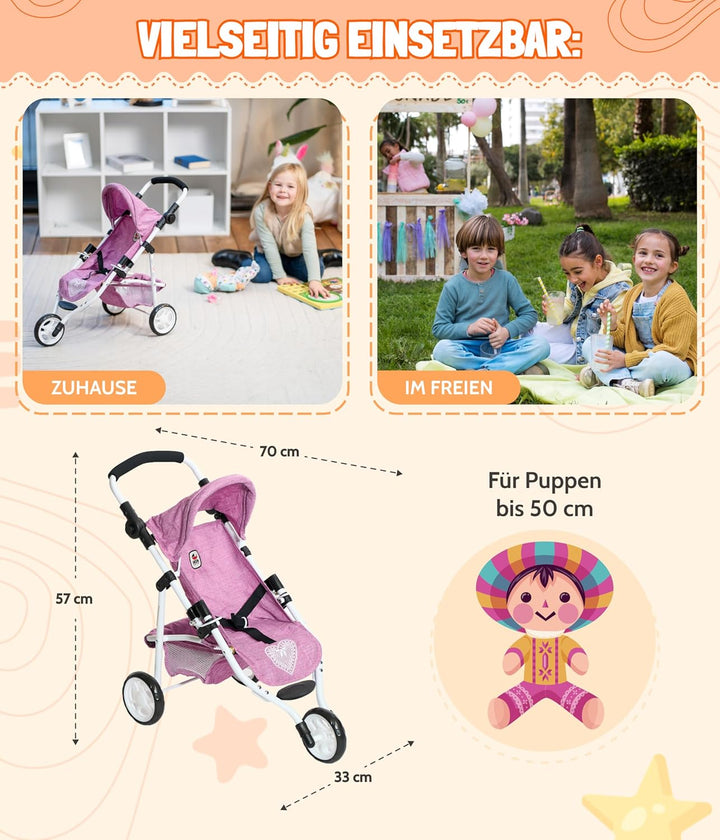 Bayer Chic 2000 - Puppenbuggy Lola, Jogging-Buggy, Puppenjogger, Puppenwagen, Melange anthrazit, Min