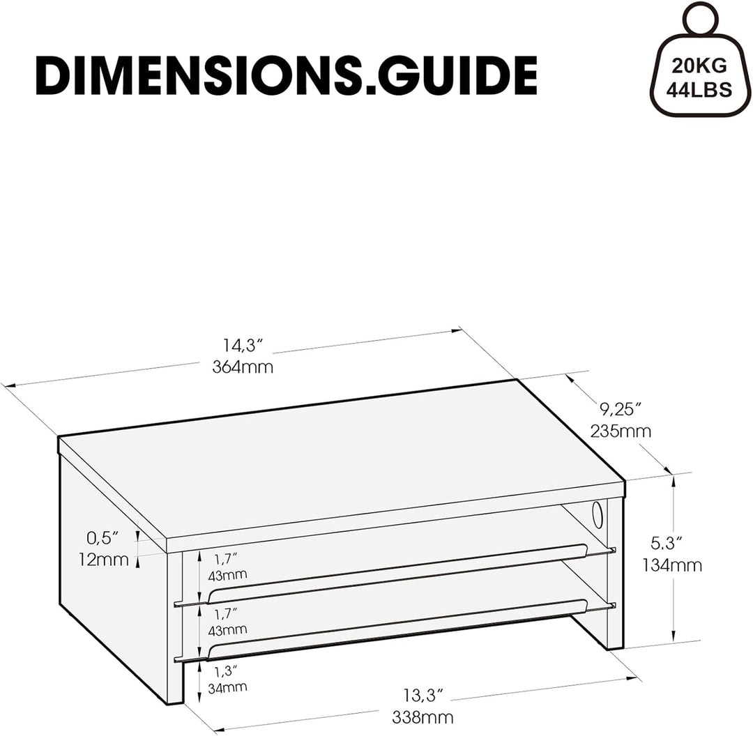 Fenge Monitorständer, Monitorerhöhung mit Ablage, Holz und Metall, Schreibtisch-Organizer für Zuhaus