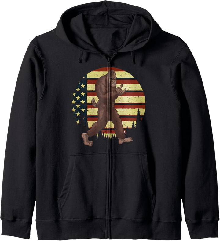 Bigfoot Rock and Roll USA Flagge Sasquatch Kapuzenjacke