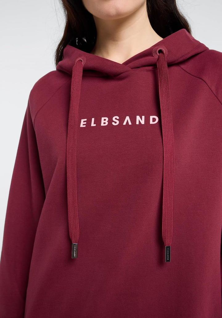 Elbsand Svana Damen Hoodie, Sweatshirt mit Kapuze, Rundhalsausschnitt Ruby XS, Ruby XS