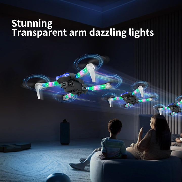 OBEST Drohne mit Kamera 1080P mit LED Lichter für Erwachsene, Faltbar Quadcopter mit WiFi Übertragun