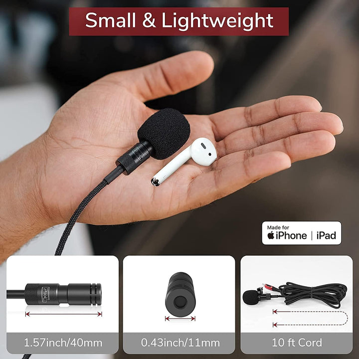 Pixel Lavalier Mikrofon Kompatibel mit iPhone/IPad (Apple MFi-Zertifiziert) für Videoaufnahmen Lives