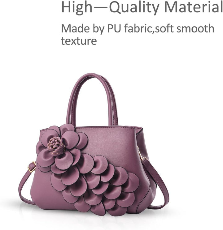 NICOLE & DORIS Umhängetasche Umhängetasche Handtasche Blumenmotiv für Damen Violett, Violett
