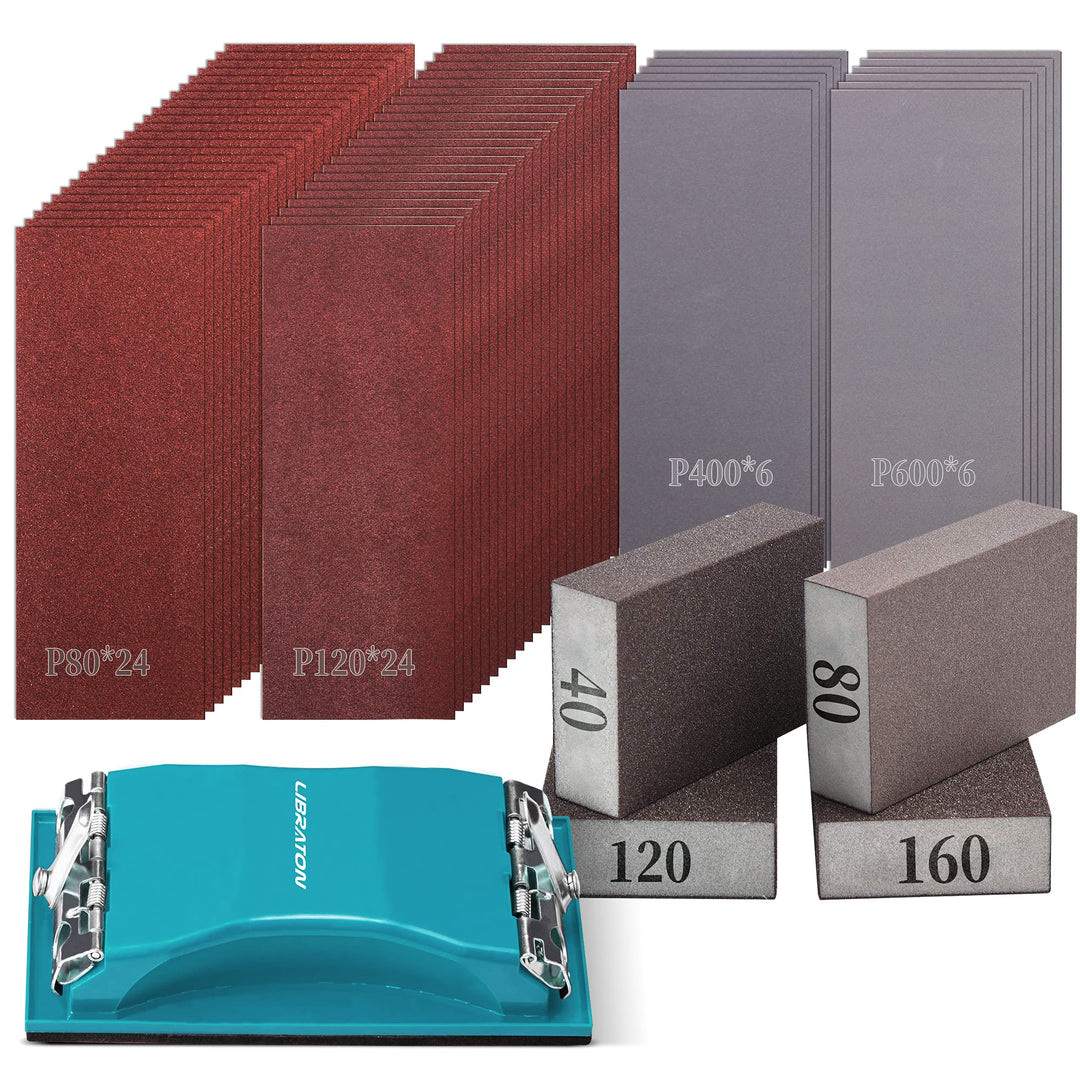 Schleifpapier, Schleifpapier holz, Schleifpapier Set K80 bis K600, Handschleifer, Sandpapier Set 65