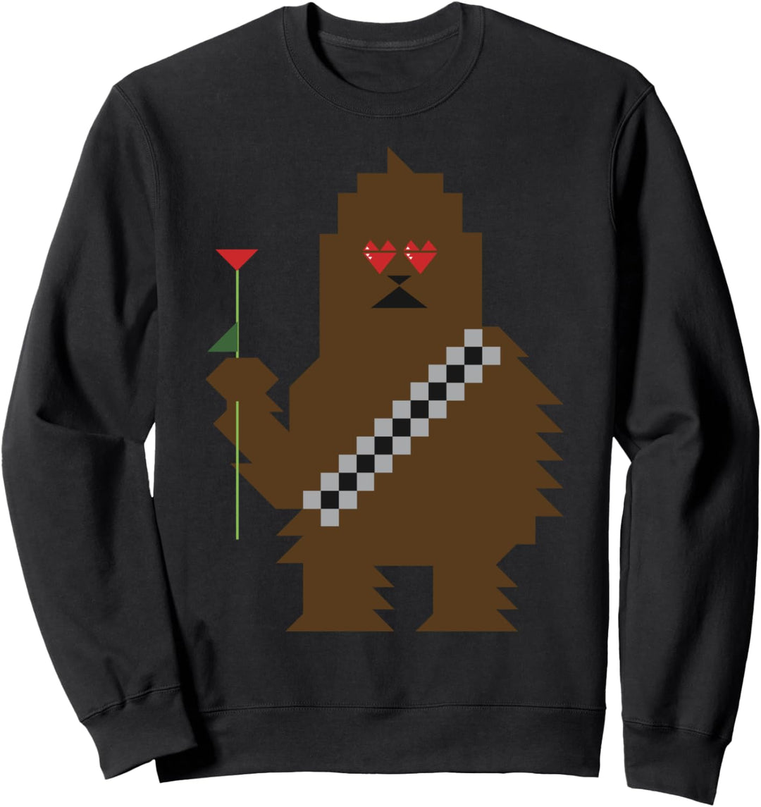 Star Wars Chewbacca Holding Rose Pixelated Portrait Sweatshirt
