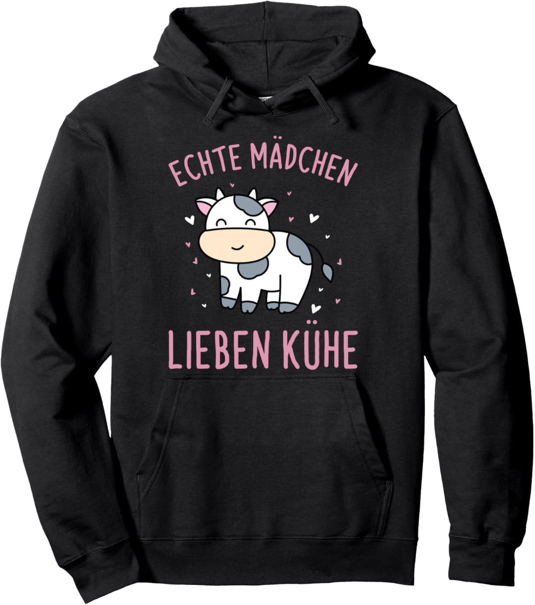 Echte Mädchen Lieben Kühe Kuh Bauernhof Spruch Pullover Hoodie