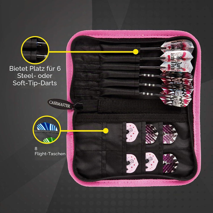 Casemaster Deluxe Aufbewahrungstasche für 6 Darts, Nylon Pink, Pink