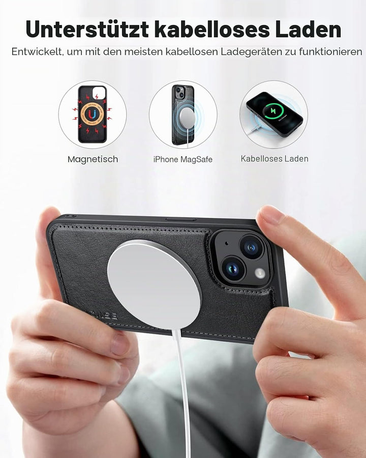 OCASE Kompatibel für iPhone 14 Hülle (2in1) Leder Stossfestes Case, Abnehmbare magnetische, Mit Hand