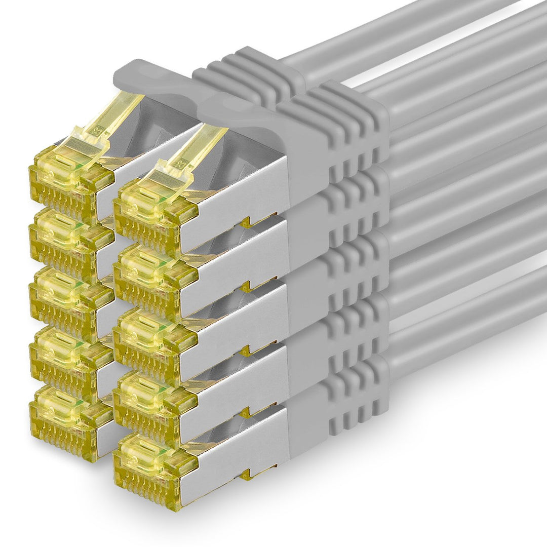Cat.7 Netzwerkkabel 10m Grau 10 Stück Cat7 Ethernetkabel Netzwerk LAN Kabel Rohkabel 10 Gb s SFTP PI