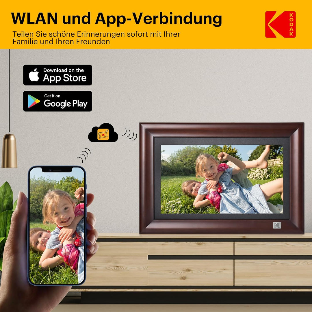 KODAK 14.1 Zoll WLAN Digitaler Bilderrahmen，1920x1080 Full HD IPS Touchscreen Smart Fotorahmen Cloud