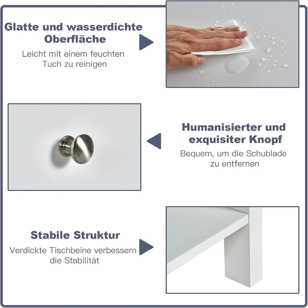 COSTWAY Nachttisch mit Schublade, Beistelltisch 2 Ebene Holz, Nachtkommode Nachtschrank Flurkommode,