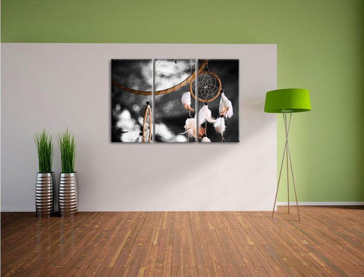 Pixxprint Traumfänger als Leinwandbild/Grösse: 3 Teilig (120x80 cm) cm/Wandbild/Kunstdruck/fertig be