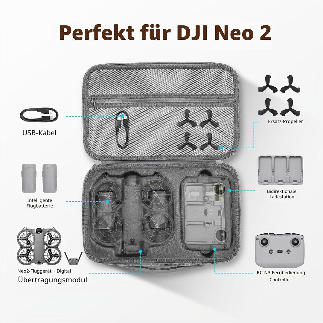 BRDRC Tasche für DJI Neo 2, Portable Schutzhülle Case Koffer mit Schultergurt für DJI Neo 2 Fly More