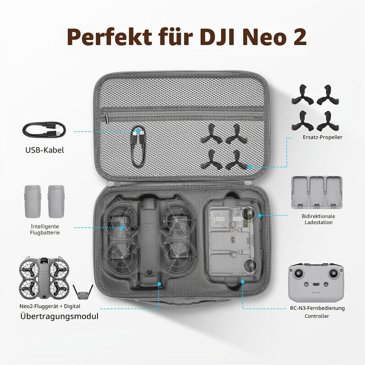 BRDRC Tasche für DJI Neo 2, Portable Schutzhülle Case Koffer mit Schultergurt für DJI Neo 2 Fly More