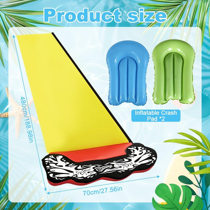 15.8 ft/480 Wasserrutsche Garten für Kinder, Wasserrutschmatte mit 2 Bodyboards, Rasenwasserrutschen