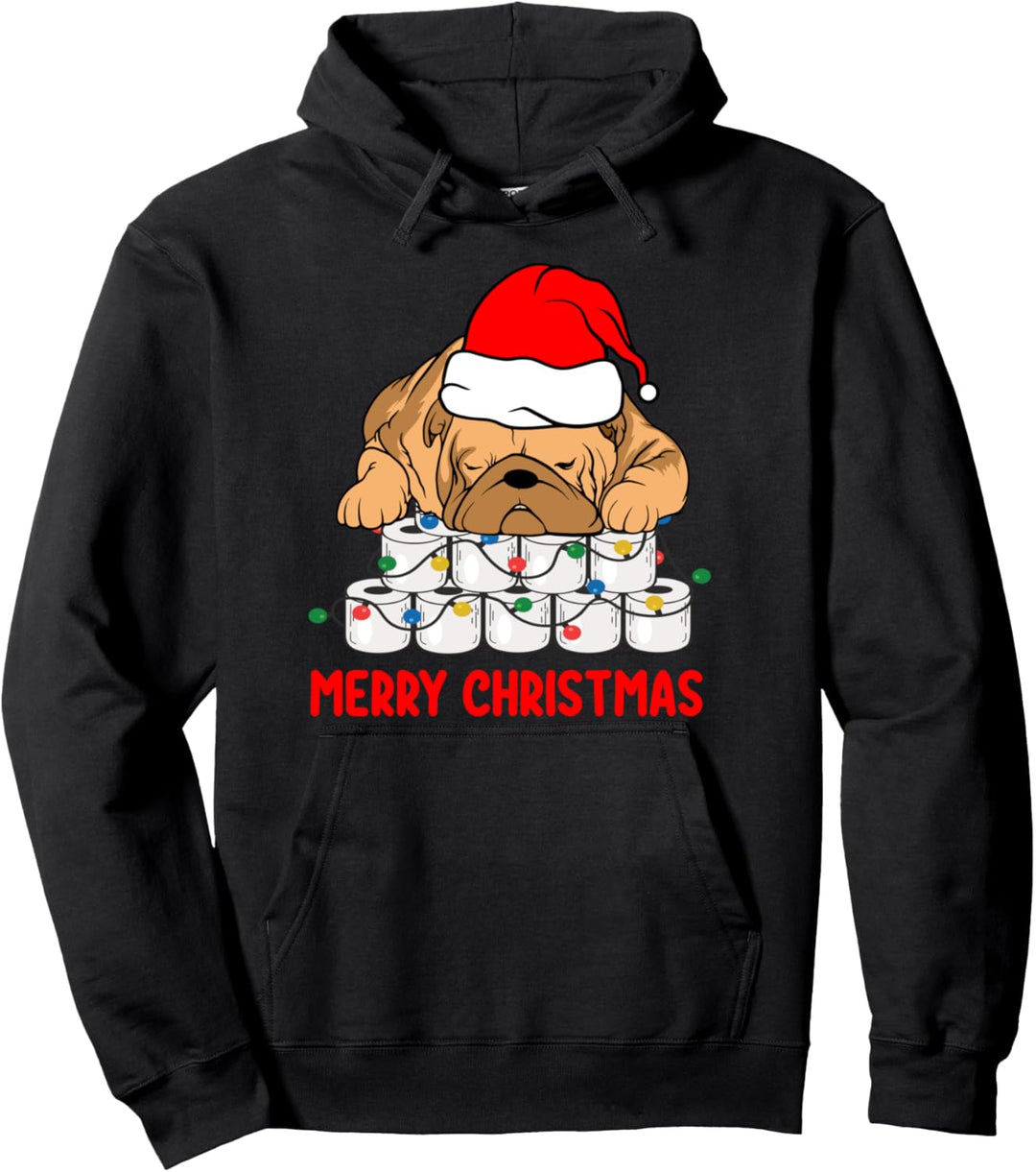 Hund Französische Bulldogge mit Toilettenpapier Weihnachten Pullover Hoodie