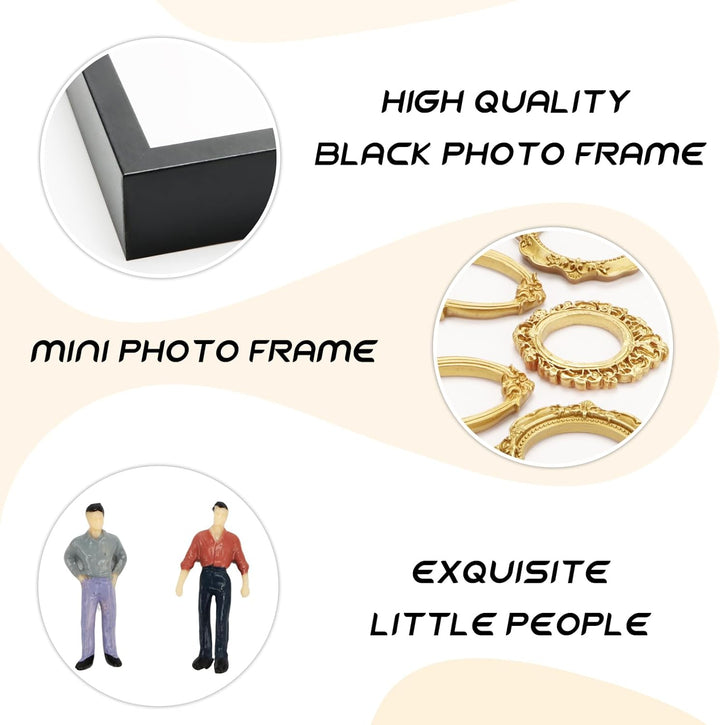 DIY Mini Museum Silhouette Box, Foto Erinnerungsanzeige Set mit 8 Mini Goldene Rahmen &amp; 8 Zufällig F