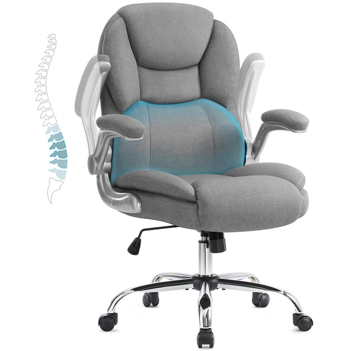 IWMH Bürostuhl Ergonomischer Schreibtischstuhl Chefsessel Drehstuhl mit hochklappbarer Armlehne, höh
