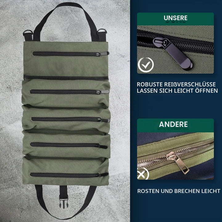 Werkzeugtasche, aufrollbare kleine Werkzeugbox, robuster Werkzeug-Organizer mit 2 abnehmbaren Tasche