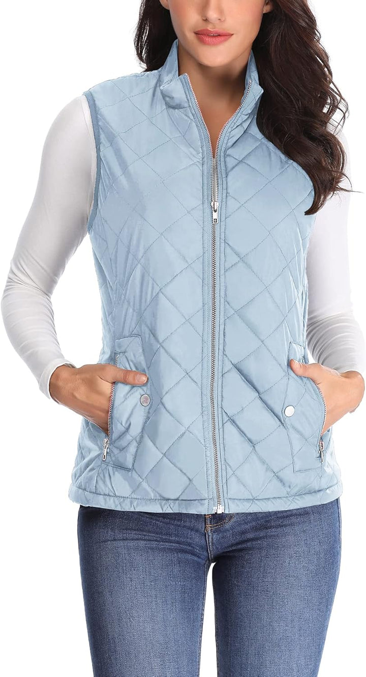 MISS MOLY Damen Weste mit Stehkragen Weste Jacke Winter Warm Ultraleicht Hellblau 38, Hellblau 38