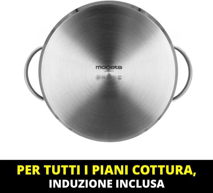 Moneta Allegro Casseruola 2m 22 cm in Acciaio Inox per tutti i Fuochi 3.9 Litri, Silber/Schwarz 22cm