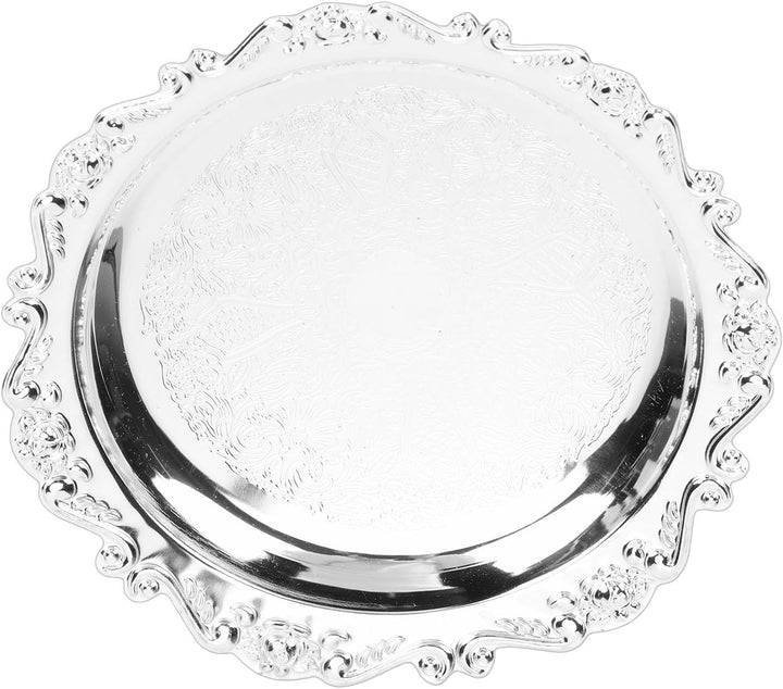 Qcwwy Servierplatte mit Blumengravur, Vintage-Servierplatte, Retro-Blumengravur, Spiegel, Dekorative