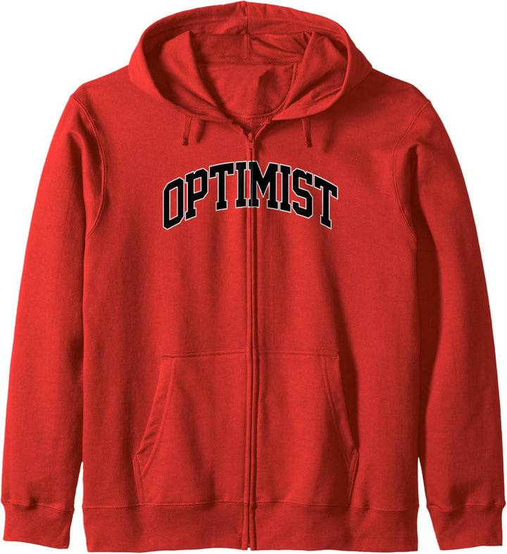 Optimist, Bold Black Collegiate Text Kapuzenjacke