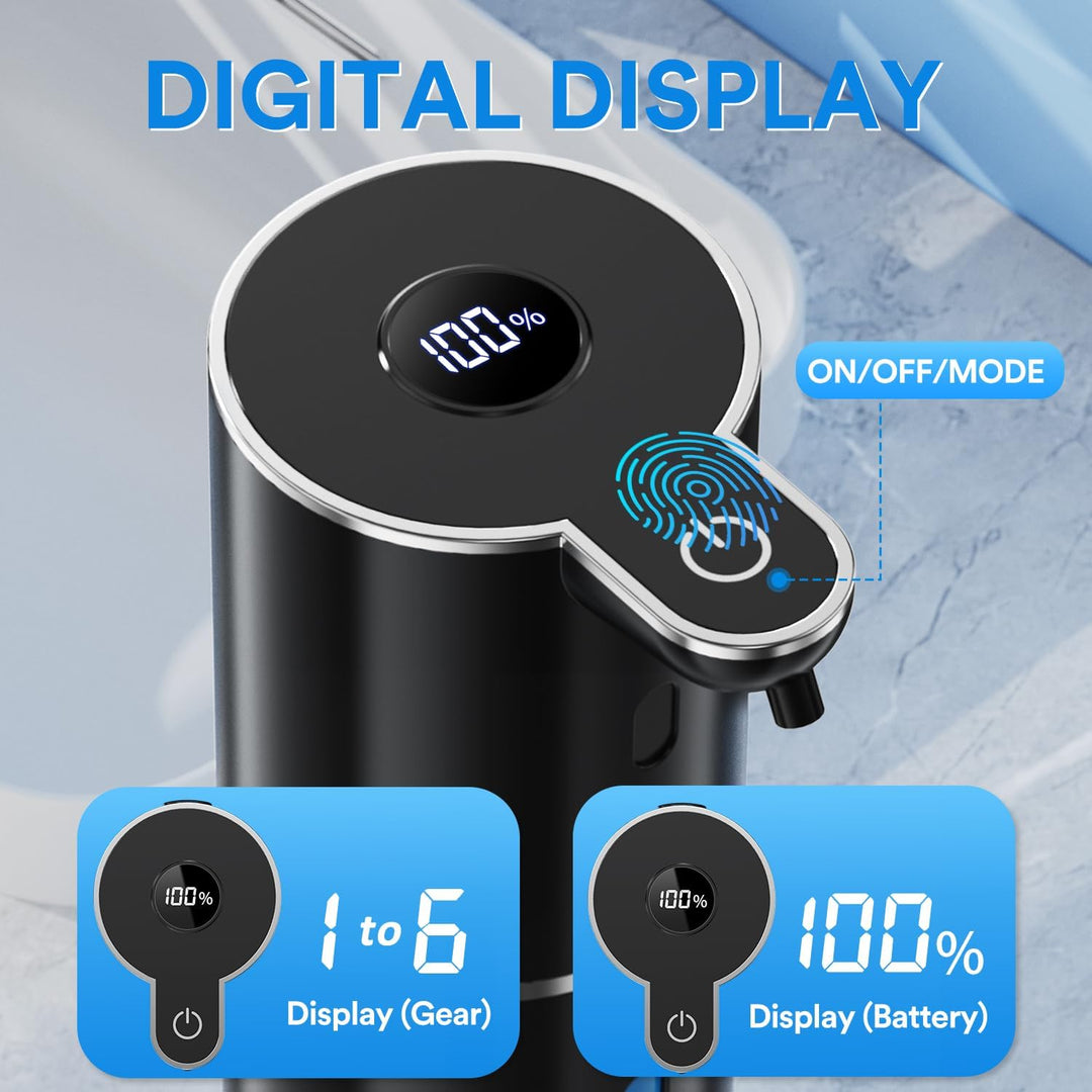 Fachixy Seifenspender Automatisch mit digitaler Anzeige,380ml Elektrischer Seifenspender mit Sensor,