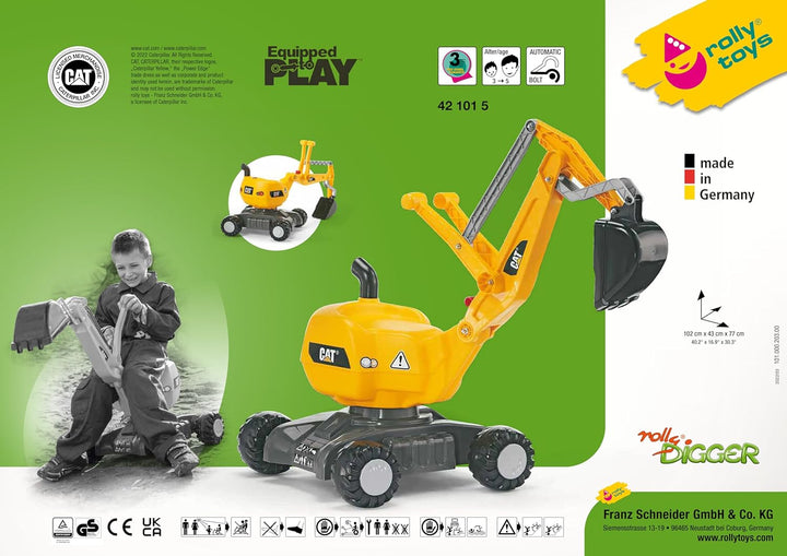 rolly toys | rollyDigger CAT | voll funktionsfähiger Kunststoff Bagger | 421015, CAT