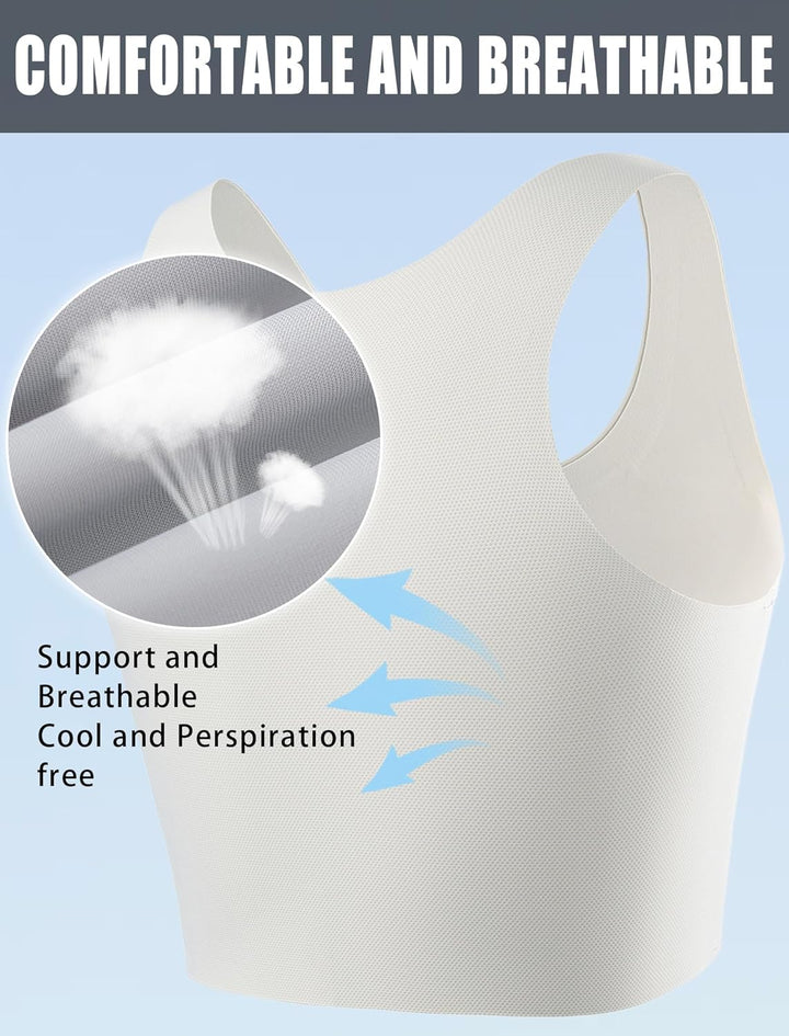 XUJI Brust Binder Trans FTM Atmungsaktive Kompression Nahtlos Top für Transgender S Weiss, S Weiss