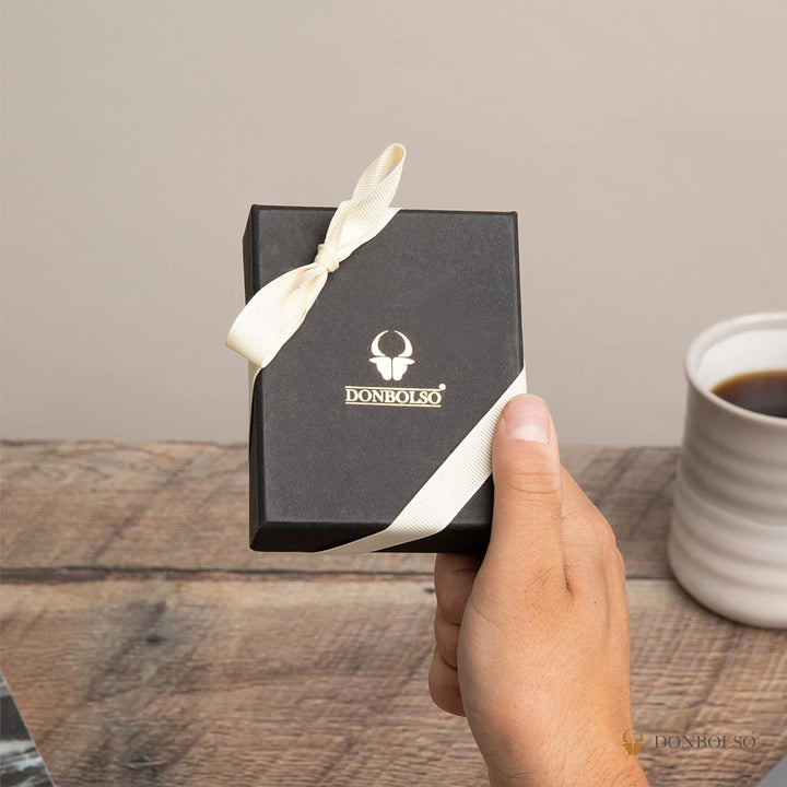 DONBOLSO Wallet Flip Geldbörse Herren - Slim Wallet mit Flipcase - Leder Kartenetui mit RFID Schutz