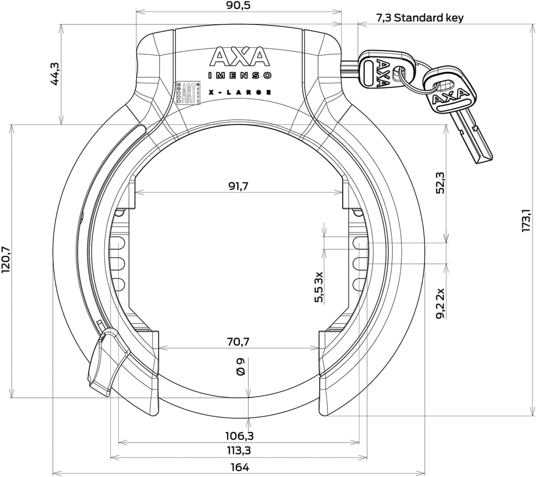 AXA Set Imenso XL Retractable + ULC 130 + Transporttasche – Rahmenschloss Set mit Einsteckkette und