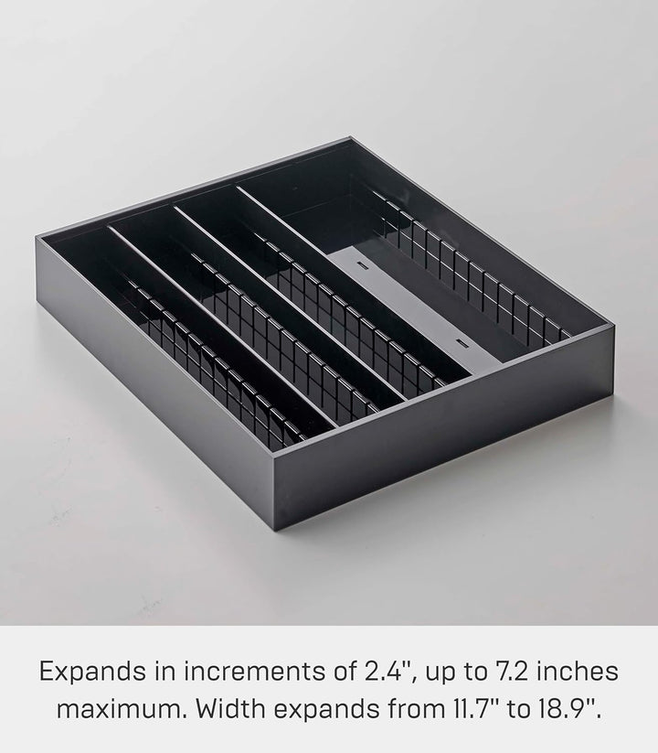 YAMAZAKI TOWER 5416 Ausziehbarer diagonaler Besteckkasten, Schwarz, One Size, Schwarz