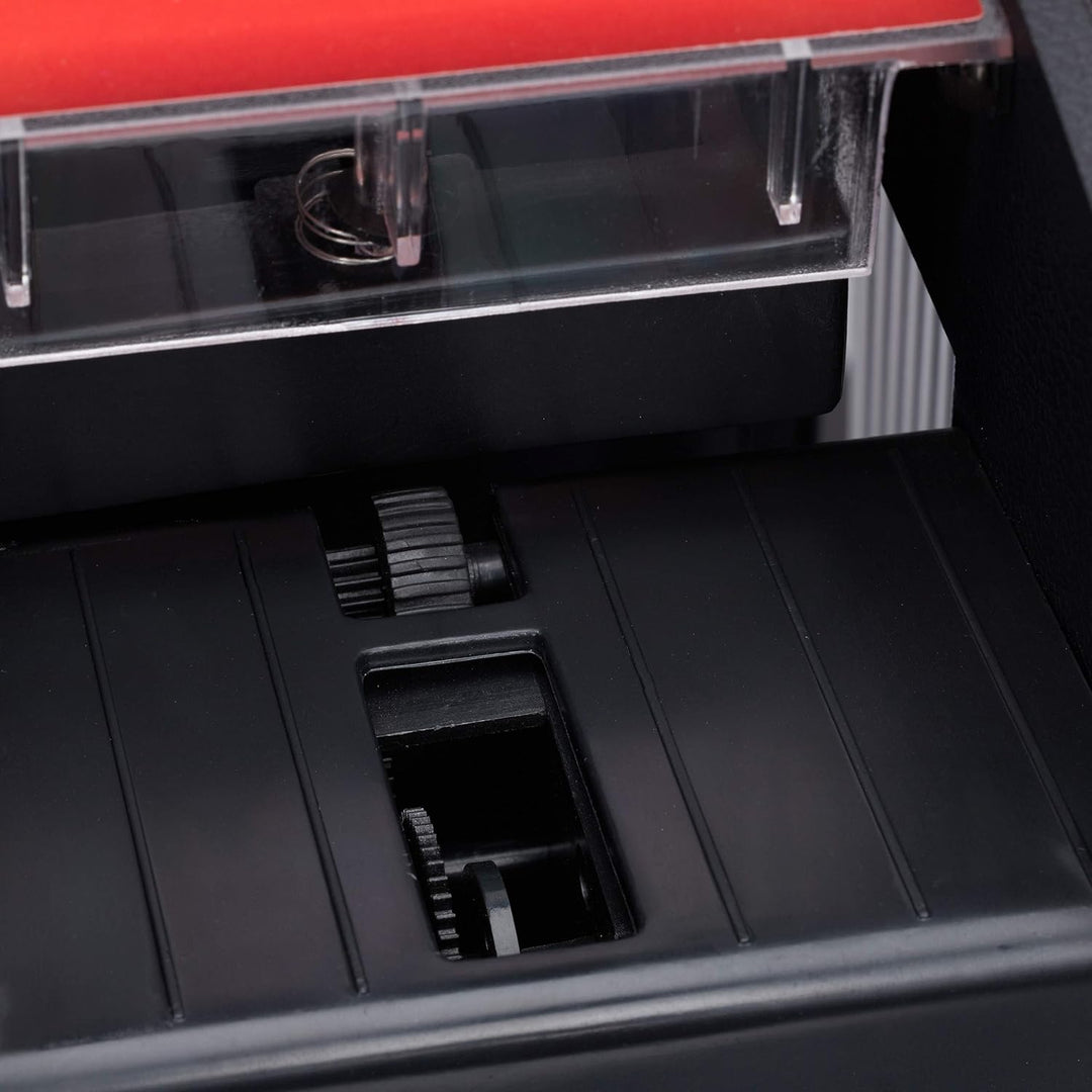 Relaxdays, schwarz Kartenmischer Elektrisch, Leder, 4 Decks, Automatische Kartenmischmaschine zum Mi