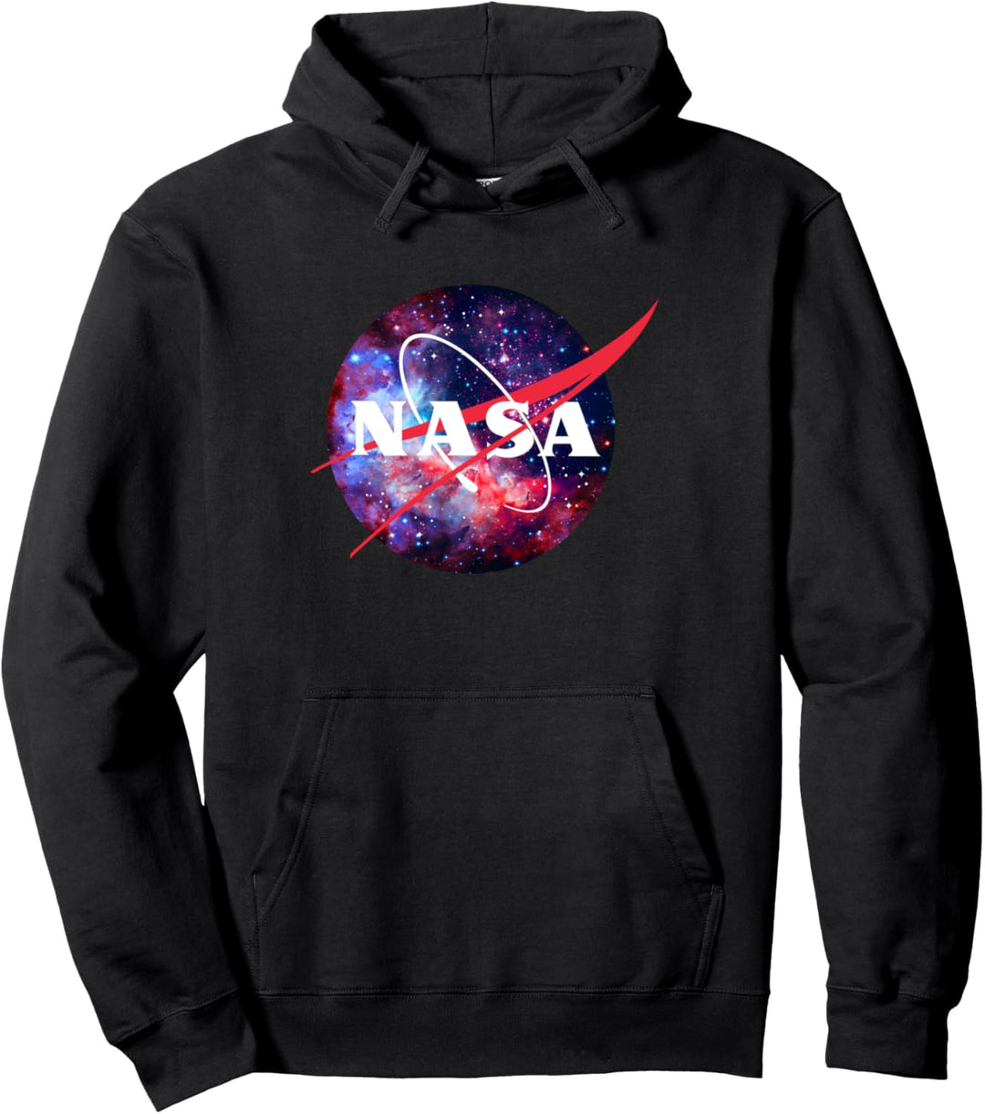 Trendy NASA Red Swish Galaxy Background Pullover Hoodie