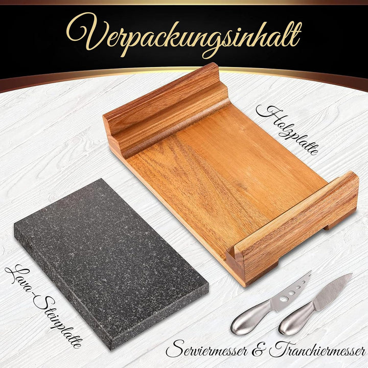 Nutrichef Heisser Stein, Lavastein, Steingrill- für Steak, BBQ & Fleischgrillen, Steak Platte- mit E