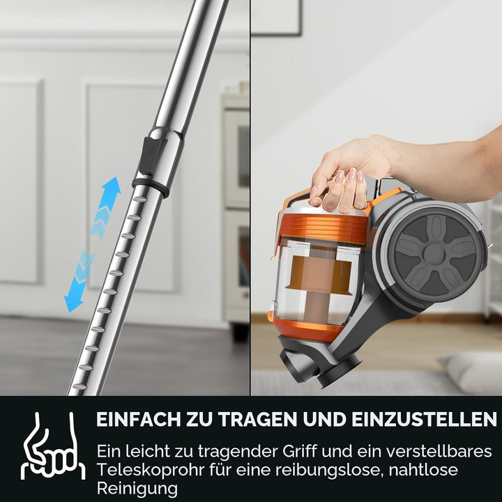 Beutelloser Staubsauger ohne Beutel, 3600W Staubsauger Beutellos, Staubsaugers Starke Saugleistung 1