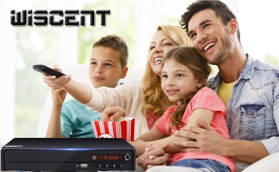 WISCENT DVD-Player für TV mit HDMI/AV/Koaxial Ausgang(HDMI Kabel enthaltenl),USB 2.0 Mediaplayer,All