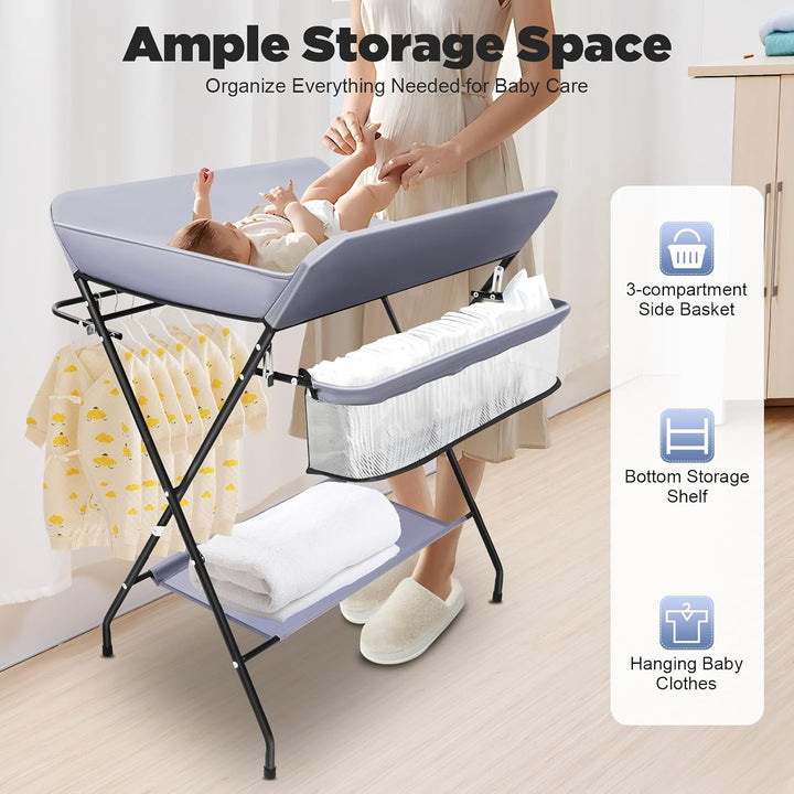 CHERIPOLI klappbare Wickelkommode Wickeltisch, Baby Wickelkombi, mit Wickelauflage Sicherheitsgurt u