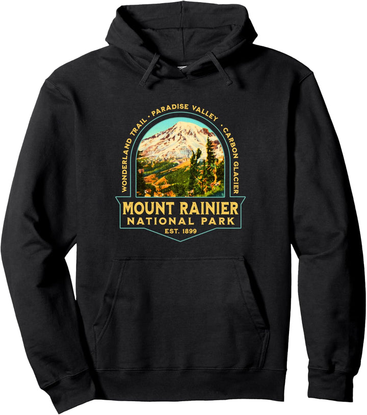 Vintage-Souvenir aus dem Mount Rainier-Nationalpark Pullover Hoodie