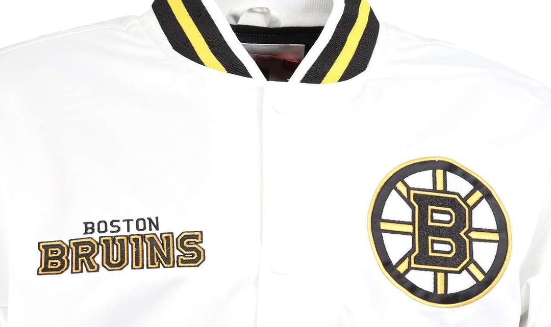 Mitchell & Ness NBA Hometown LW Satin Jacket, White XXL #1-Bruins-White-31091, XXL #1-Bruins-White-3
