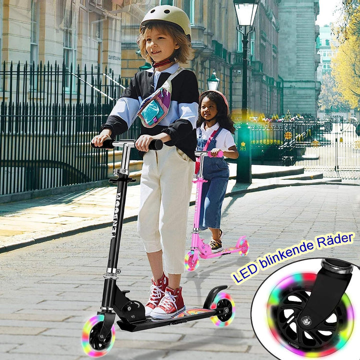 TENBOOM Roller Kinder Scooter 6 Jahre, 2 LED aufleuchten Räder Tretroller Kinder Roller 3 Jahre Mädc
