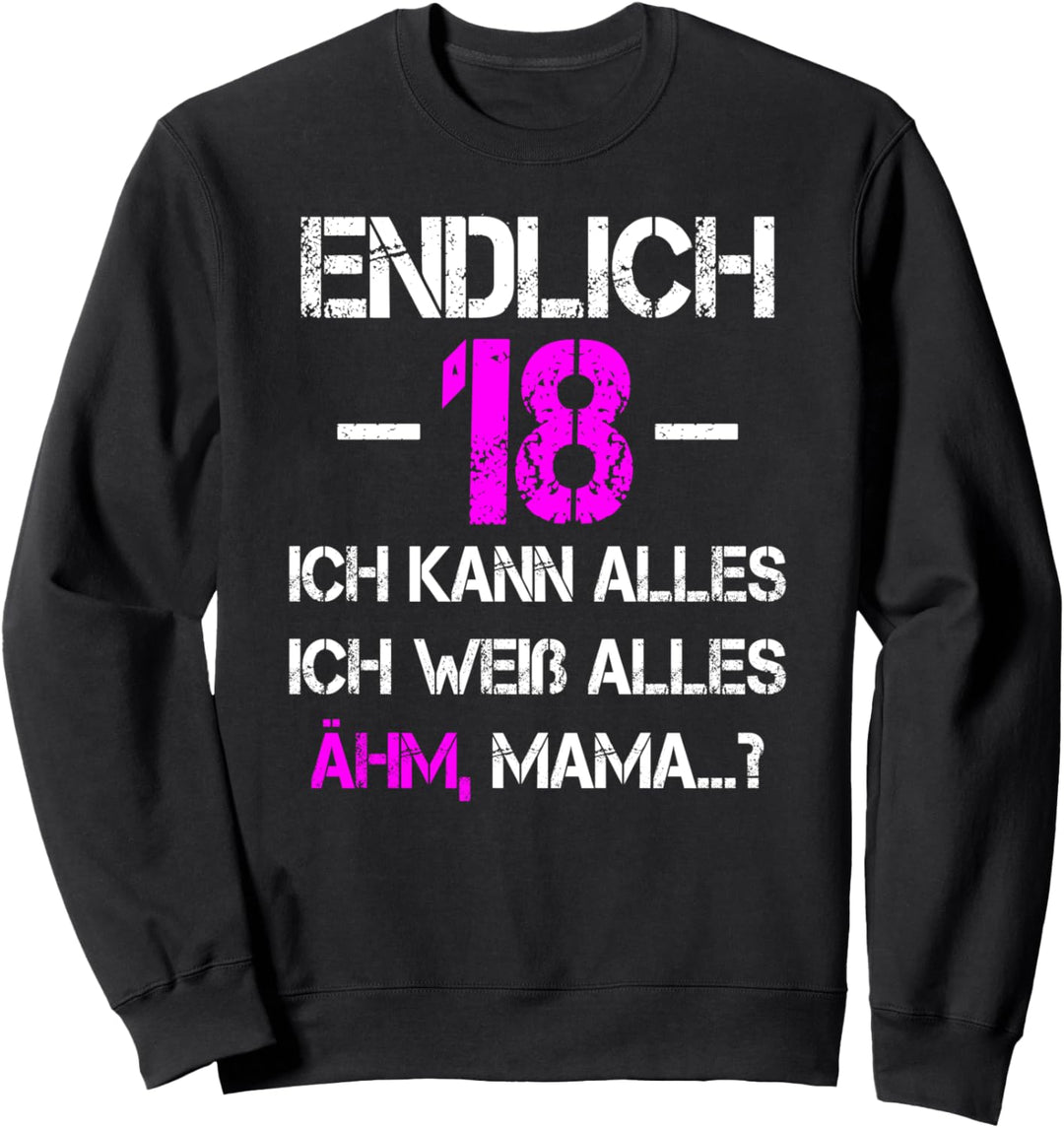 Frau 18ter Endlich 18 Jahre Deko 18. Geburtstag Mädchen 18er Sweatshirt